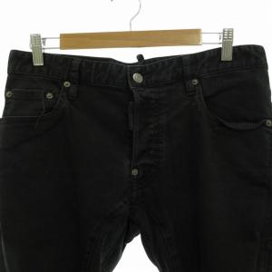 DSQUARED2 BLACK BULL デニム パンツ ジーンズ スキニー テーパード ボタンフライ 48 M 黒 ブラック