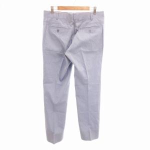 HERMES スラックス パンツ ストライプ センタープレス 青 ブルー