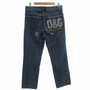 D&G  デニムパンツ ジーンズ ストレート ボタンフライ ダメージ加工 カットオフ 31 45 M インディゴ 青