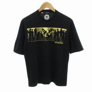 DSQUARED2 美品 Tシャツ カットソー ロゴ プリント 半袖 イタリア製 M 黒 ブラック