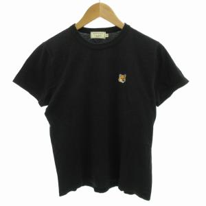Tシャツ カットソー ロゴ 刺繍 キツネ 半袖 XS 黒 ブラック /HO EC