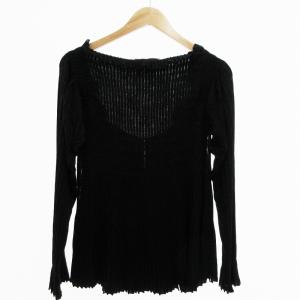 YVES SAINT LAURENT ブラウス 絹 シルク プリーツ 長袖 M 黒 ブラック