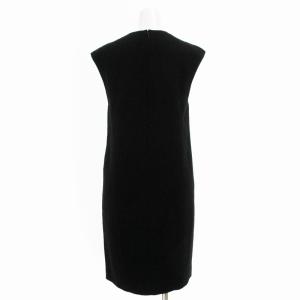GIVENCHY 美品 ワンピース ひざ丈 無地 ノースリーブ 絹 シルク 34 XS 黒 ブラック /JS EC