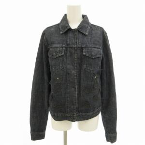 JEANS デニムジャケット Gジャン フラワーモチーフ ロゴ金具 イタリア製 42 L インディゴ 青