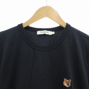 Maison Kitsuné 23AW Tシャツ カットソー ロゴ キツネ 刺繍 半袖 L 紺 ネイビー