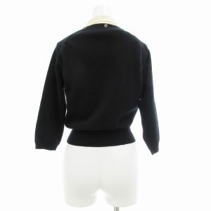 FENDI ニット セーター 長袖 カシミヤ混 バイカラー 42 L 黒 ブラック ベージュ