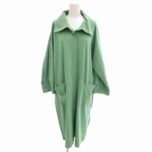 美品 21SS シャツコート ハイネック ロング 緑 グリーン