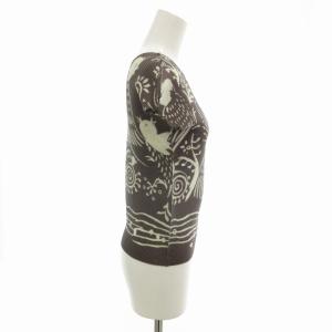 me ISSEY MIYAKE 美品 プリーツカットソー 鳥 総柄 フレンチスリーブ 紫 白 ホワイト パープル