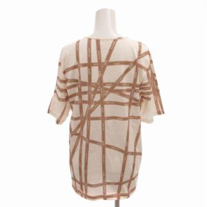 HERMES マルジェラ期 ボルデュック Tシャツ カットソー リボン柄 総柄 半袖 白 ホワイト 茶 ブラウン