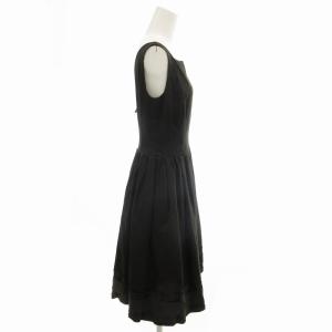 FOXEY BOUTIQUE ノースリーブワンピース レース フレア ギャザー ストレッチ有 ひざ丈 40 L ダークブラウン 茶