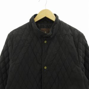MONCLER 茶タグ キルティングダウンジャケット 中綿ブルゾン ロゴボタン スタンドカラー 2 S 黒 ブラック