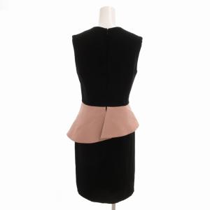 YOKO CHAN YOKOCHAN ペプラム ノースリーブドレスワンピース ひざ丈 フリル 38 M 黒 ブラック ピンク YCD-516-230