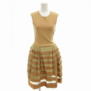 エレガントエタープ ワンピース ニット切替 ティアード ひざ丈 ノースリーブ 38 S ピンク /FF