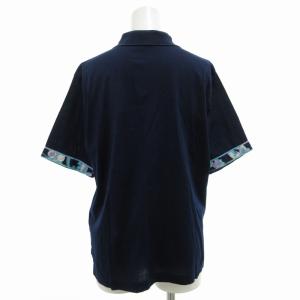 LEONARD SPORT ポロシャツ カットソー 半袖 ロゴ 花柄 LL 紺 ネイビー /GV EC