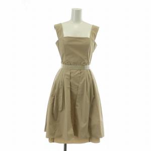 ダブルスタンダードドレス ワンピース ノースリーブ ひざ丈 スカート付き 38 S ベージュ /XZ EC