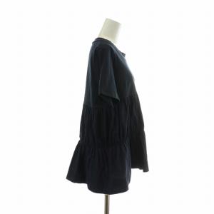MARNI Tシャツ カットソー リネン混 半袖 切り替え クルーネック 40 M 紺 ネイビー /XZ EC