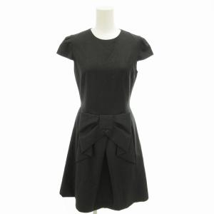 フレアワンピース リボンモチーフ ウール 38 グレー