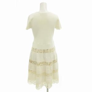 VALENTINO サマーニットワンピース ドレス レース切替 ひざ丈 M 白 ホワイト /FF EC