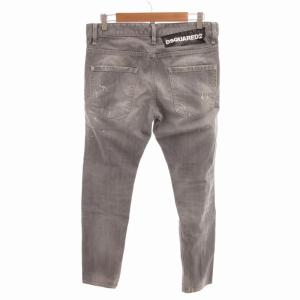 DSQUARED2 ダメージデニムパンツ ジーンズ スキニー ペイント加工 ボタンフライ 48 L グレー