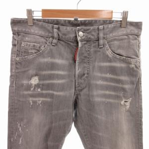 DSQUARED2 ダメージデニムパンツ ジーンズ スキニー ペイント加工 ボタンフライ 48 L グレー