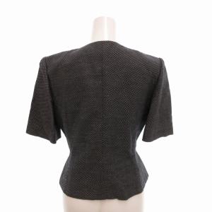 Christian Dior ヴィンテージ セットアップ ノーカラージャケット タックスカート フレア ドット柄 麻 リネン 7 XS