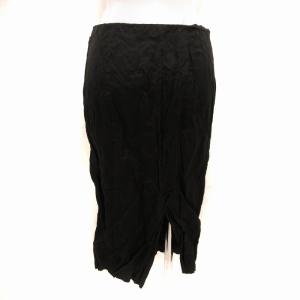 PRADA シワ加工 タイトスカート ミモレ ロング バックスリット 38 M 黒 ブラック