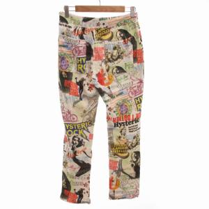 HYSTERIC GLAMOUR 美品 SCRATCH FEVER 総柄 スウェット パンツ イージー ヒスガール FREE 白 ホワイト