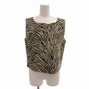 ベスト プルオーバー ゼブラ柄 刺繍 42 L 黒 ブラック 白 アイボリー /FT EC