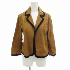 MARNI ジャケット ブレザー 羽織り ボタンレス バイカラー 38 S 茶 ブラウン 黒 ブラック