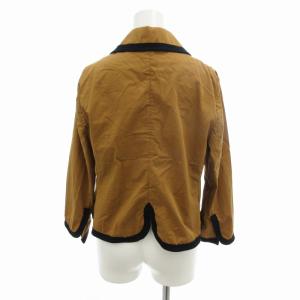 MARNI ジャケット ブレザー 羽織り ボタンレス バイカラー 38 S 茶 ブラウン 黒 ブラック
