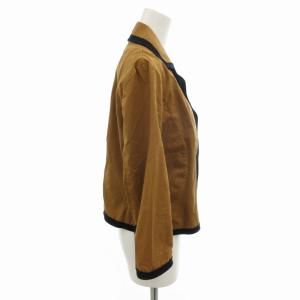 MARNI ジャケット ブレザー 羽織り ボタンレス バイカラー 38 S 茶 ブラウン 黒 ブラック