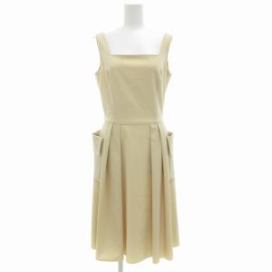 ノースリーブワンピース ひざ丈 スクエアネック バックジップ ベージュ /GV EC