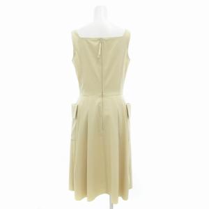 FOXEY NEW YORK ノースリーブワンピース ひざ丈 スクエアネック バックジップ ベージュ /GV EC