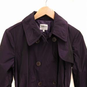 ARMANI COLLEZIONI トレンチコート ベルト ロゴボタン 44 L 紫 パープル /FT EC