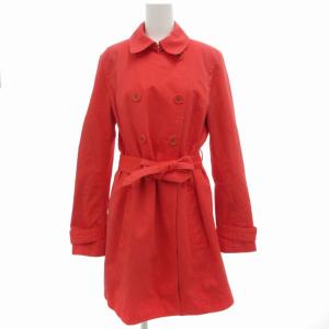 ダブル トレンチコート ミドル ウエストベルト 裏地シグネチャー S 赤 レッド