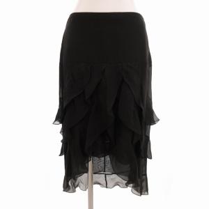 VALENTINO テールカット ティアードスカート ひざ丈 絹 シルク IT40 XS 黒 ブラック /TZ EC
