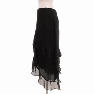VALENTINO テールカット ティアードスカート ひざ丈 絹 シルク IT40 XS 黒 ブラック /TZ EC