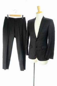 スーツ セットアップ 上下 ジャケット テーラード 背抜き パンツ テーパード センタープレス 44 黒