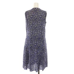 MARNI ノースリーブ ワンピース ひざ丈 総柄 花柄 38 M 青 ブルー 黒 ブラック /YM GY09