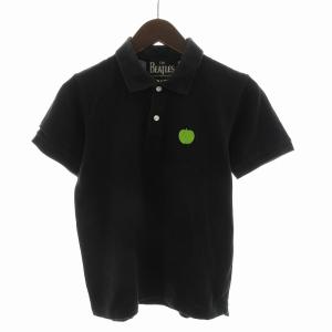 ザ ビートルズ THE BEATLES ポロシャツ 半袖 りんごワッペン アップルモチーフ S 黒 ブラック