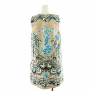 MSGM フレアワンピース ノースリーブ 総柄 花柄 フラワーモチーフ ひざ丈 40 M ピンク マルチカラー