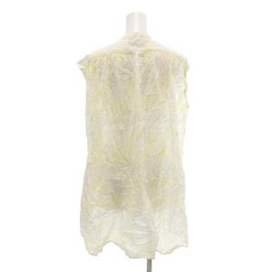 NE QUITTEZ PAS! 美品 ブラウス ノースリーブ 白 ホワイト 黄 イエロー フリル バンドカラー 総柄  /NL GY06