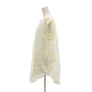 NE QUITTEZ PAS! 美品 ブラウス ノースリーブ 白 ホワイト 黄 イエロー フリル バンドカラー 総柄  /NL GY06