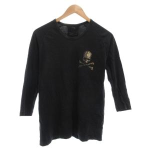 Tシャツ 48 チャコールグレー ラウンドネック 七分袖 スカルモチーフ /NL GY06