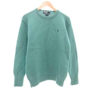 ニット セーター M 長袖 ロゴ 刺繍 緑 グリーン /AE GY06