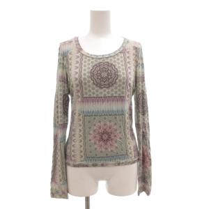 Tシャツ カットソー 42 総柄 長袖 クルーネック グレー /AE GY06