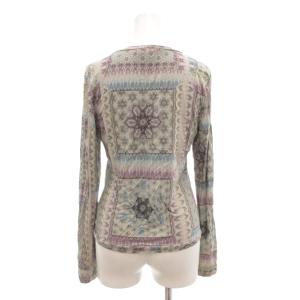 ETRO Tシャツ カットソー 42 総柄 長袖 クルーネック グレー /AE GY06