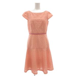 ワンピース 半袖 ひざ丈 花柄 刺繍 4 ピンク /GV GY06