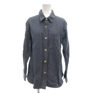 美品 カジュアルシャツ 2 紺 ネイビー 胸ポケット 襟付き 長袖 /KR GY06