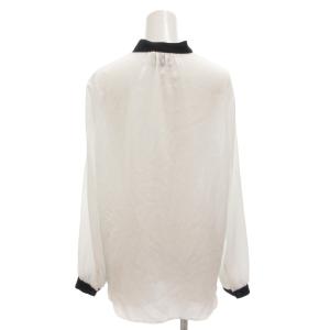 UNITED ARROWS ボウタイブラウス カットソー 長袖 シアー 38 白 ホワイト 黒 ブラック /GV GY06